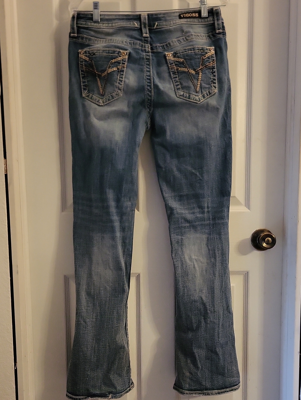 Vigoss Medium Light Blue Boot Cut Jeans with Embroidered Pockets